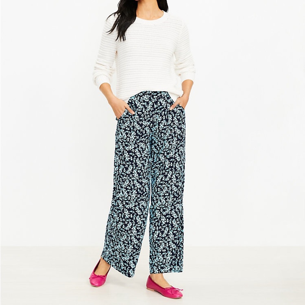 LOFT Fluid Wide Leg Pants in Floral NWT